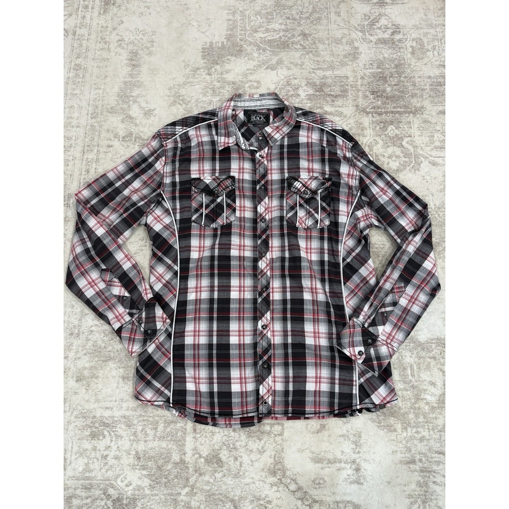 BKE Buckle Pearl Snap Athletic Fit Men's XL Western Cowboy Rodeo Plaid Shirt